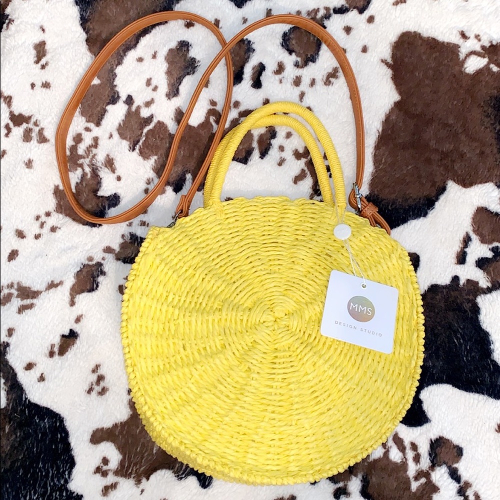 Yellow circle boho crochet crossbody